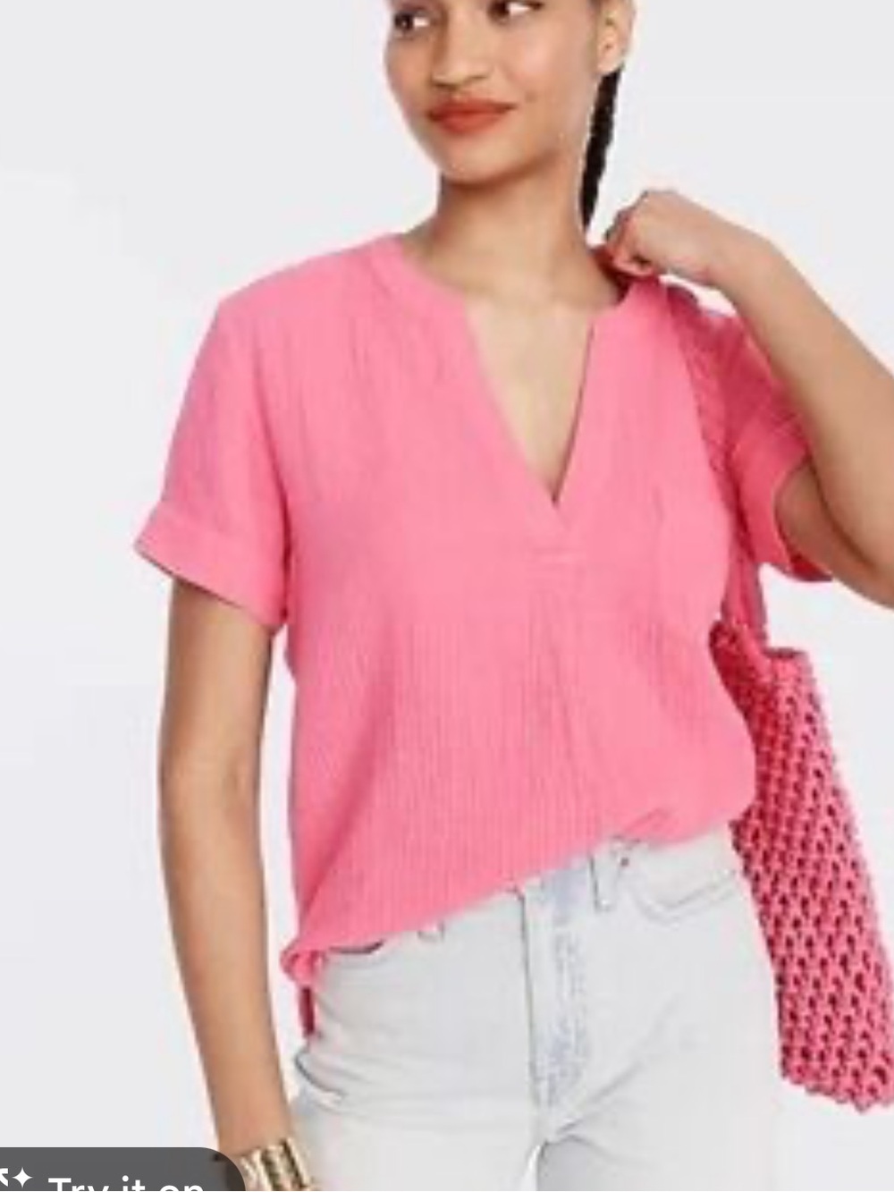 J. Crew V-Neck Soft Double-Gauze Popover Top M